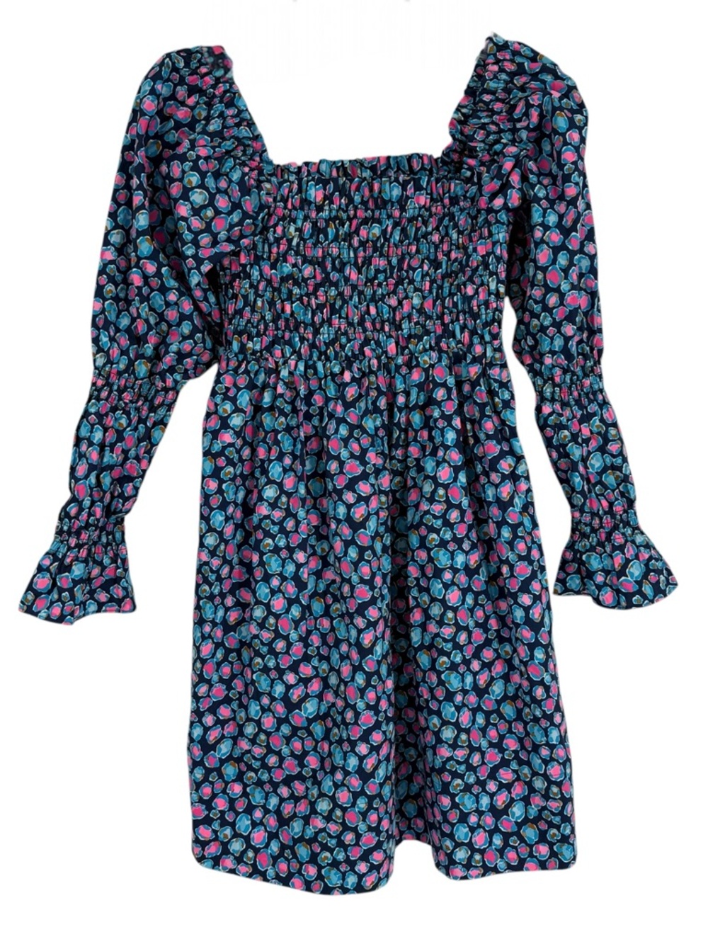 Lilly Pulitzer NWT  Beyonca Babydoll Long Sleeve Smocked Dress S Pockets Blue